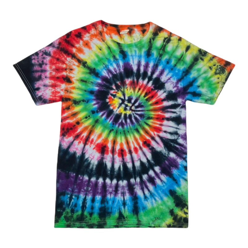 Black Rainbow Spiral Tie Dye Unisex T-Shirts, Voltlin