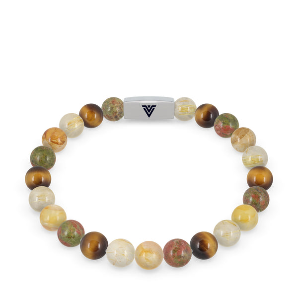 Crystal Vibe 8mm Beads Tiger Eye Bracelet for Women Men - Tiger Eye Crystal Bracelet for Spiritual Healing Positive Energy