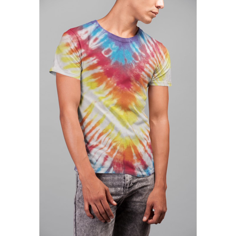 Mens Tie Dye Tee Grey/Volt Green